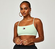 Tommy Jeans Womens Badge Tie Back Ultra Crop Top - Green - Size L