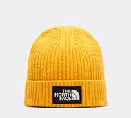 The North Face Logo Box Cuffed Beanie Hat - Yellow - Size ONE SIZE