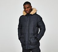 Brave Soul Fur Trim Parka Jacket - Black - Size S