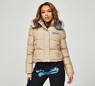 Mercier Womens Baseball Crop Puffer Jacket - Beige - Size XS