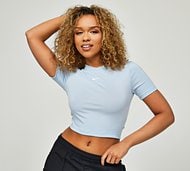 Nike Womens Essential Slim Crop T-Shirt - Blue - Size XL