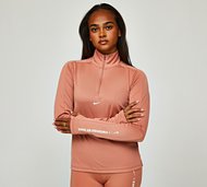 Nike Womens Dri-FIT Quarter Zip Pacer Top - Brown - Size XS