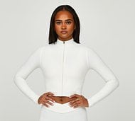 Forena Womens Smooth Like Butter Full Zip Long Sleeve Top - White - Size XL