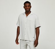 Belier Seersucker Short Sleeve Shirt - Grey - Size S