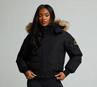 Zavetti Canada Womens Olivia Hooded Bomber Jacket - Black - Size XL