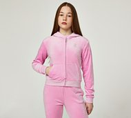Juicy Couture Girls Diamante Velour Full Zip Hoodie - Pink - Size S/G