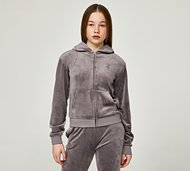 Juicy Couture Girls Diamante Velour Full Zip Hoodie - Grey - Size S/G