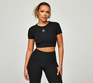 adidas Originals Womens Essentials Rib T-Shirt - Black - Size XS