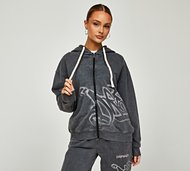 Dripmade Womens Graffiti Spray Full Zip Hoodie - Grey - Size XL