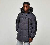 Zavetti Canada Aylmer Long Puffer Fur Hooded Bomber Jacket - Grey - Size S