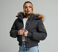 Zavetti Canada Womens Olivia Hooded Bomber Jacket - Grey - Size M
