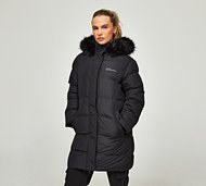 Closure London Womens Longline Fur Puffer Jacket - Black - Size 8