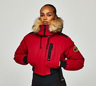 Zavetti Canada Womens Gabellia Crop Bomber Jacket - Red - Size M