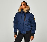 Zavetti Canada Womens Gabellia Hooded Bomber Jacket - Navy - Size XS