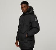 Brave Soul Longline Puffer Jacket - Black - Size M