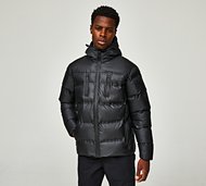 Brave Soul Tech Zip Puffer Jacket - Black - Size S