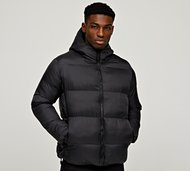 Brave Soul High Neck Hooded Puffer Jacket - Black - Size M
