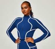 Monterrain Womens Mantra Crop Long Sleeved Zip Top - Blue - Size XS