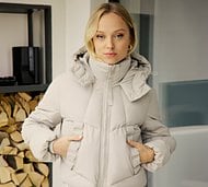 Forena Womens Holly Cropped Puffer Jacket - Beige - Size L
