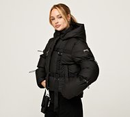 Dripmade Womens Limit Toggle Crop Puffer Jacket - Black - Size S