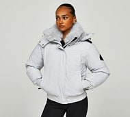 Zavetti Canada Womens Gabellia Platinum Hooded Bomber Jacket - Grey - Size XS