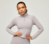 Under Armour Womens Vanish Seamless Quarter Zip Crop Top - Grey - Size XL