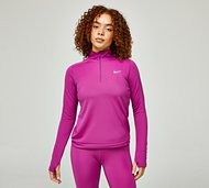 Nike Womens Dri-FIT Pacer Quarter Zip T-Shirt - Pink - Size M