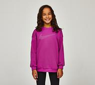 Nike Girls Shine Club Fleece Oversized Crew Sweatshirt - Purple - Size L/G