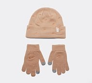 Nike Kids Futura Toss Peakie Gloves and Beanie Set - White - Size ONE SIZE