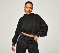 adidas Originals Womens Washed Out Cropped Hoodie - Black - Size S