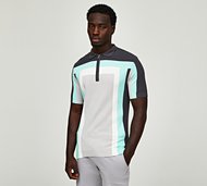 Celebre Knit Panel Polo Shirt - White - Size XL