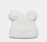 New Era Womens Female Double Pom NY Yankees Beanie - White - Size ONE SIZE