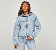 Dripmade Womens Relentless Oversized Denim Hoodie - Blue - Size XS