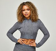 Glamorous Womens Knitted Full Zip Hoodie - Grey - Size S