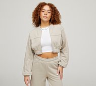 Forena Womens Cadence Oversized Piping Crop Sweatshirt - Beige - Size XS