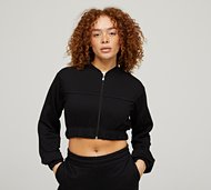 Forena Womens Cadence Oversized Piping Crop Sweatshirt - Black - Size S