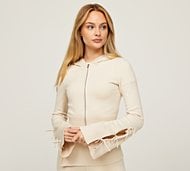Forena Womens Alahna Zip Through Knitted Hoodie - Beige - Size S