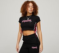 Dripmade Womens Oddity Lace Up Baby T-Shirt - Black - Size XS