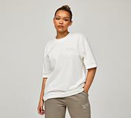 New Balance Womens Linear Oversize T-Shirt - White - Size XS