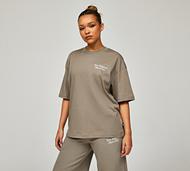 New Balance Womens Linear Oversize T-Shirt - Beige - Size S