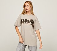 Forena Womens Designed for Comfort Boyfriend Fit T-Shirt - Beige - Size XS