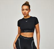 Nike Womens DRI-Fit Short Sleeve Crop Top - Black - Size XL