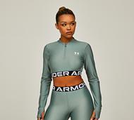 Under Armour Womens Authentic Ribbed Quarter Zip Top - Green - Size XS
