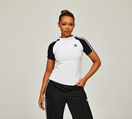 adidas Originals Womens Adicolor 3-Stripes Raglan Slim Fit T-Shirt - White - Size XS