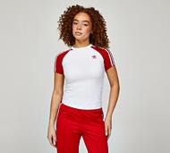 adidas Originals Womens Adicolor 3-Stripes Raglan Slim Fit T-Shirt - White - Size XS