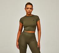 adidas Womens Hyperglam Slim T-Shirt - Green - Size XS