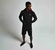 EA7 Logo Tape Series Overhead Hoodie - Black - Size XS