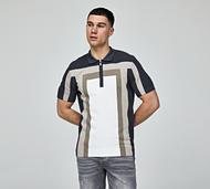 Celebre Knit Panel Polo Shirt - Multi - Size XS