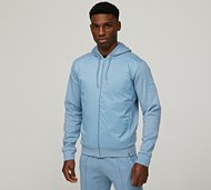 Celebre Woven Overlay Full Zip Hoodie - Blue - Size S