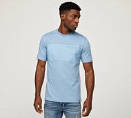 Celebre Woven Overlay Panel T-Shirt - Blue - Size XS